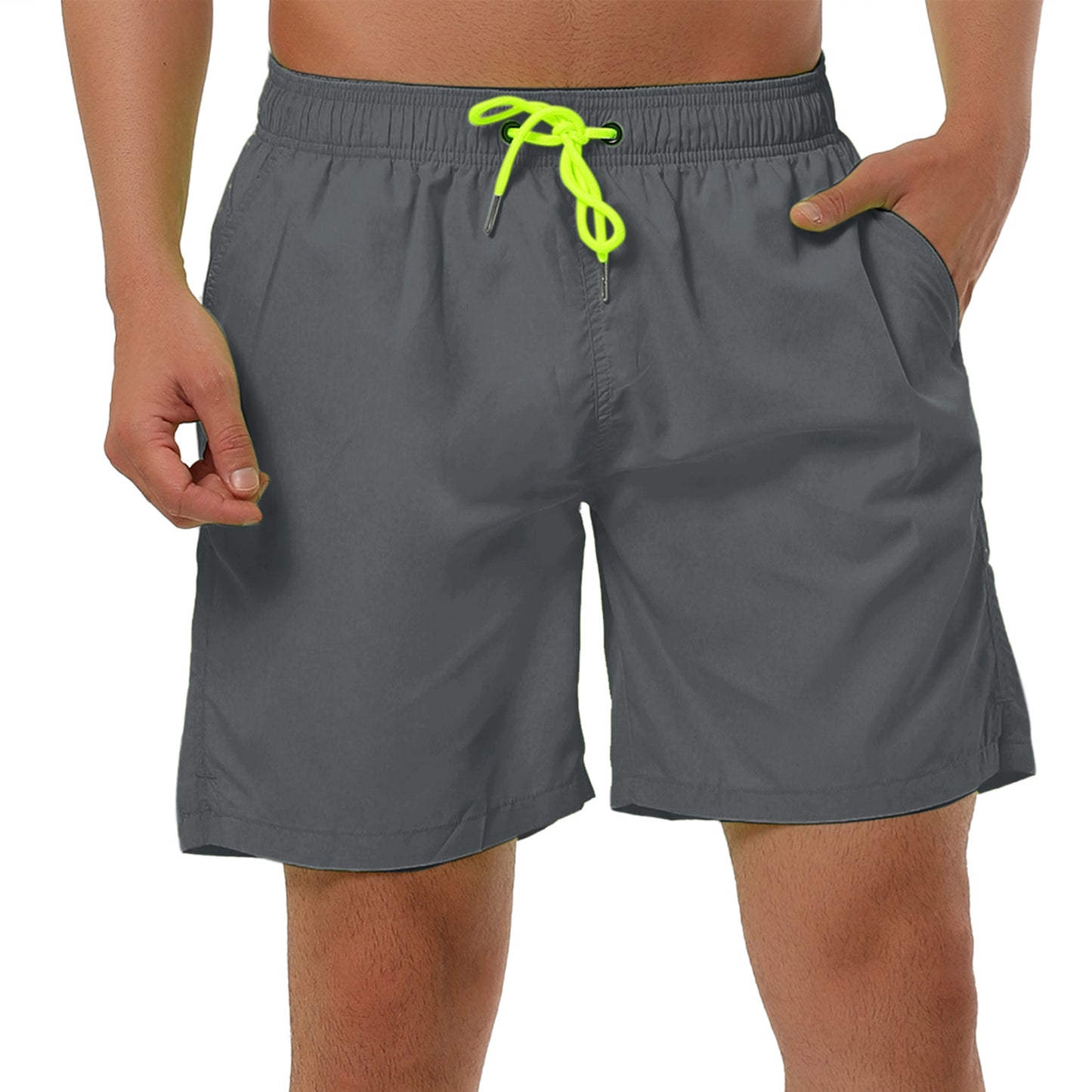 Men's Solid Beach Shorts Drawstring Surfing Mesh Lining Swimwear Board Shorts