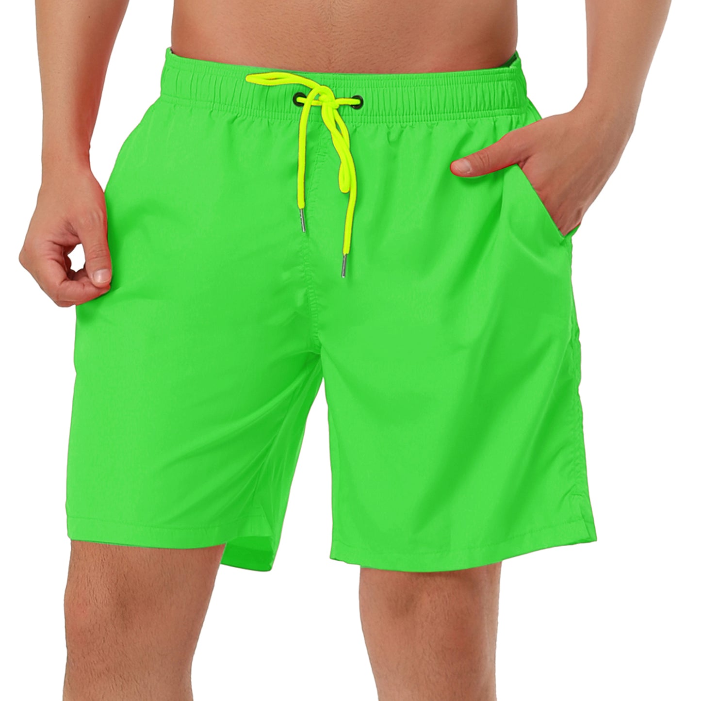 Men's Solid Beach Shorts Drawstring Surfing Mesh Lining Swimwear Board Shorts