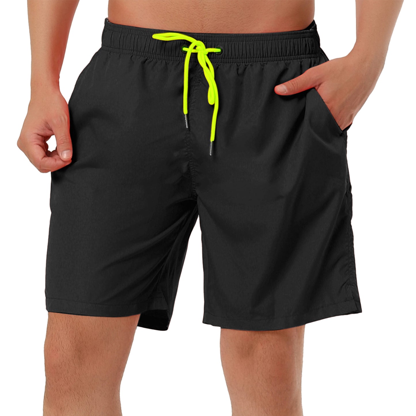 Men's Solid Beach Shorts Drawstring Surfing Mesh Lining Swimwear Board Shorts