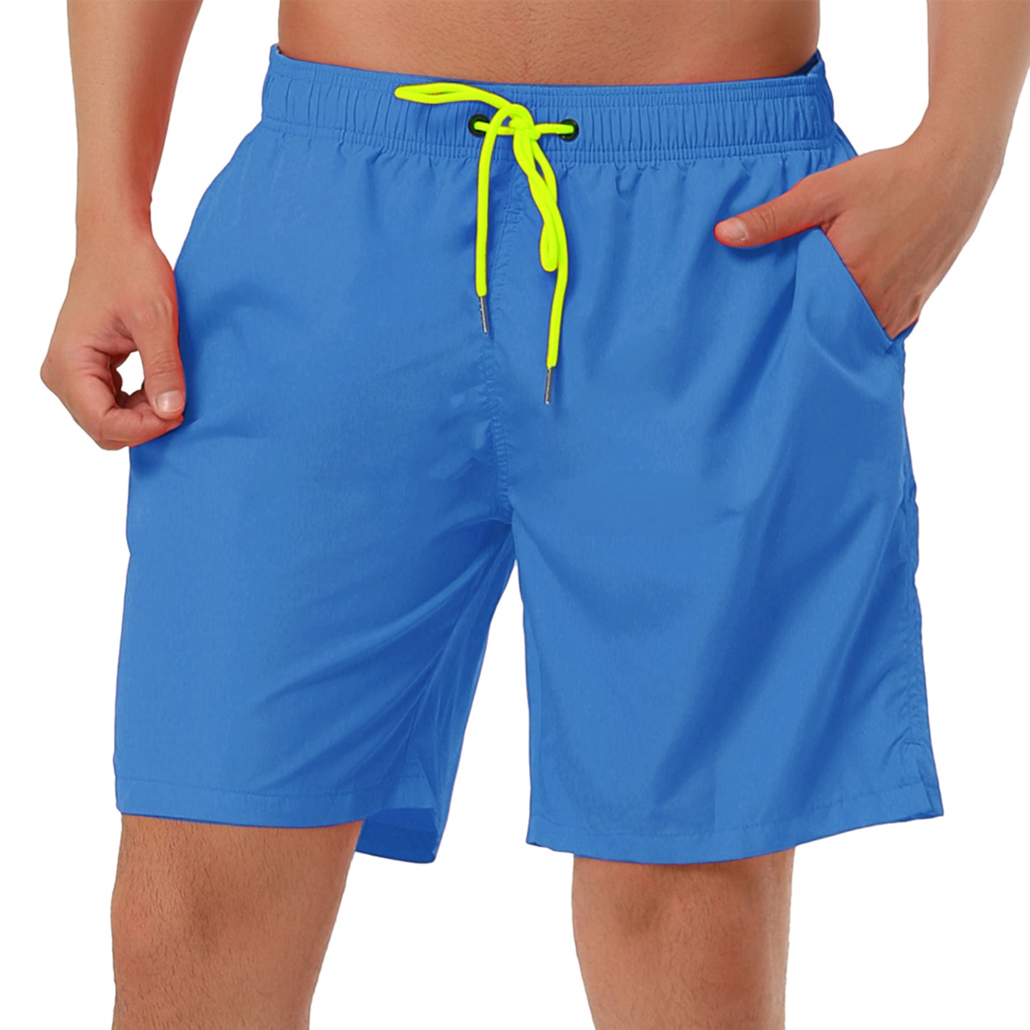 Men's Solid Beach Shorts Drawstring Surfing Mesh Lining Swimwear Board Shorts