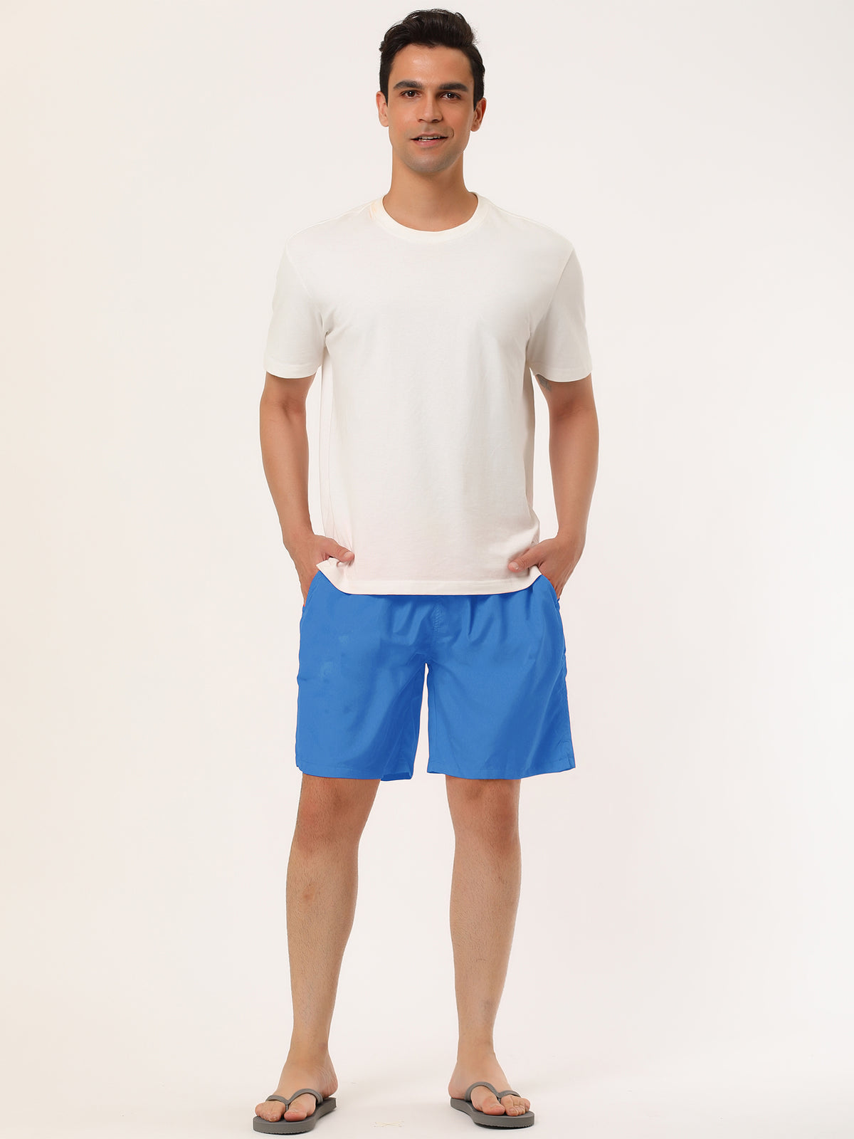 [PACK SALES] Men's 2 Pieces Drawstring Surfing Mesh Lining Solid Swimwear Beach Board Shorts