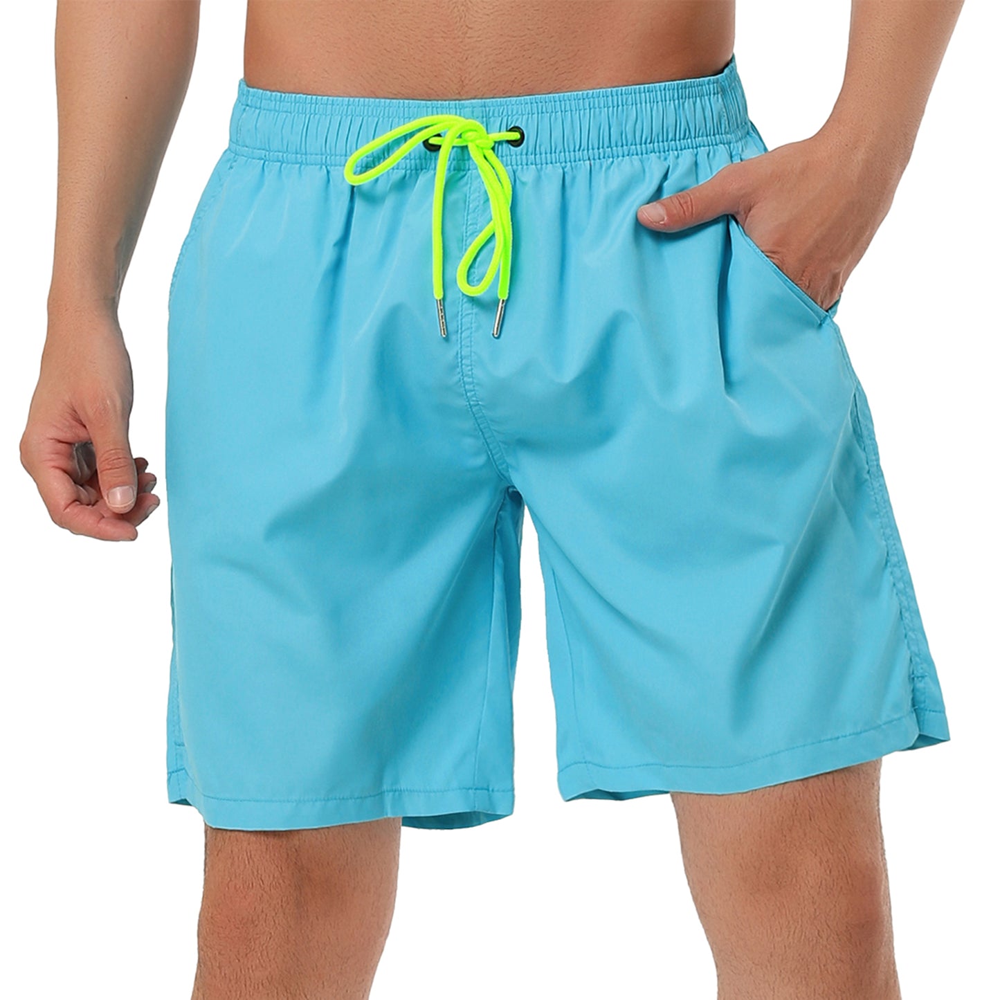 Men's Solid Beach Shorts Drawstring Surfing Mesh Lining Swimwear Board Shorts