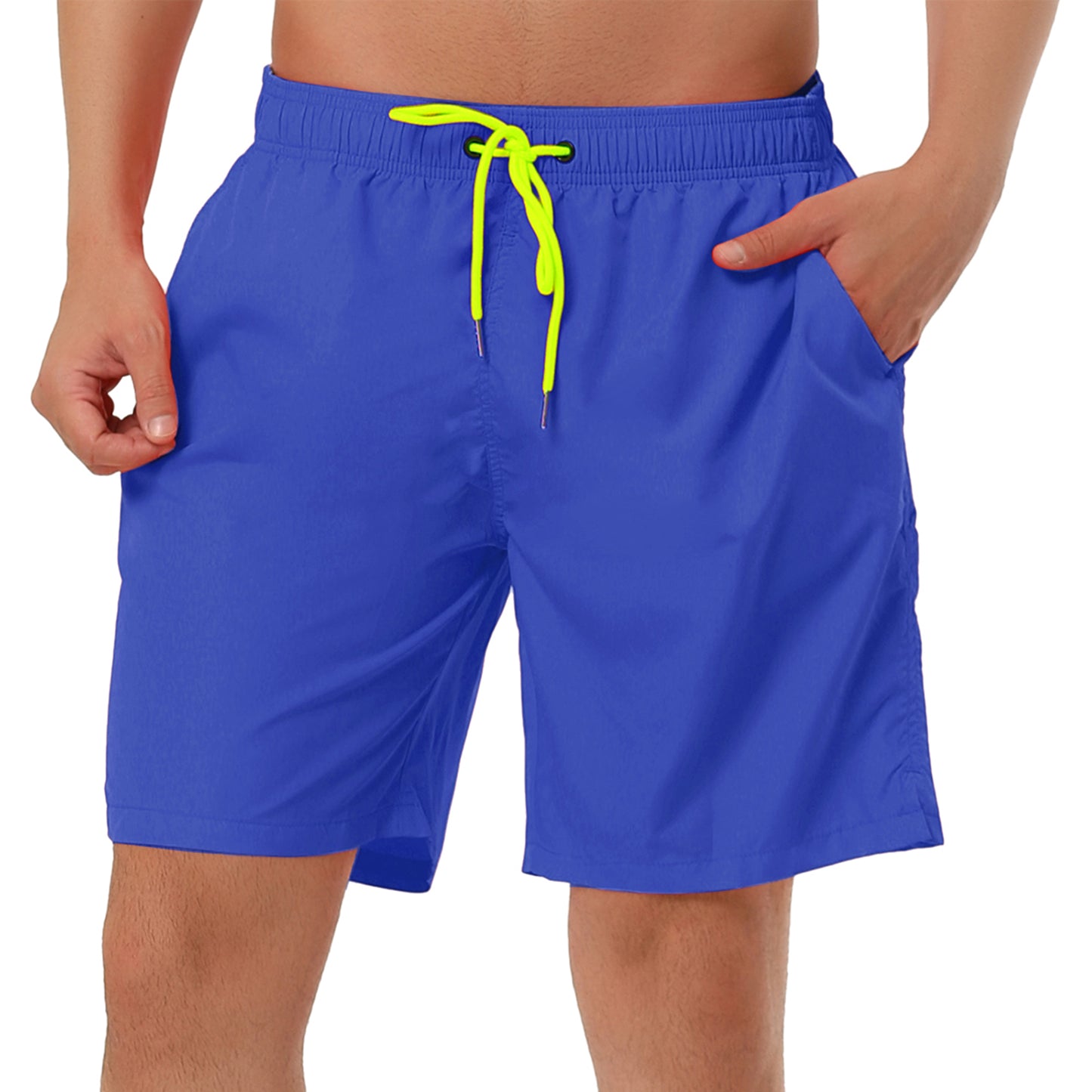 Men's Solid Beach Shorts Drawstring Surfing Mesh Lining Swimwear Board Shorts