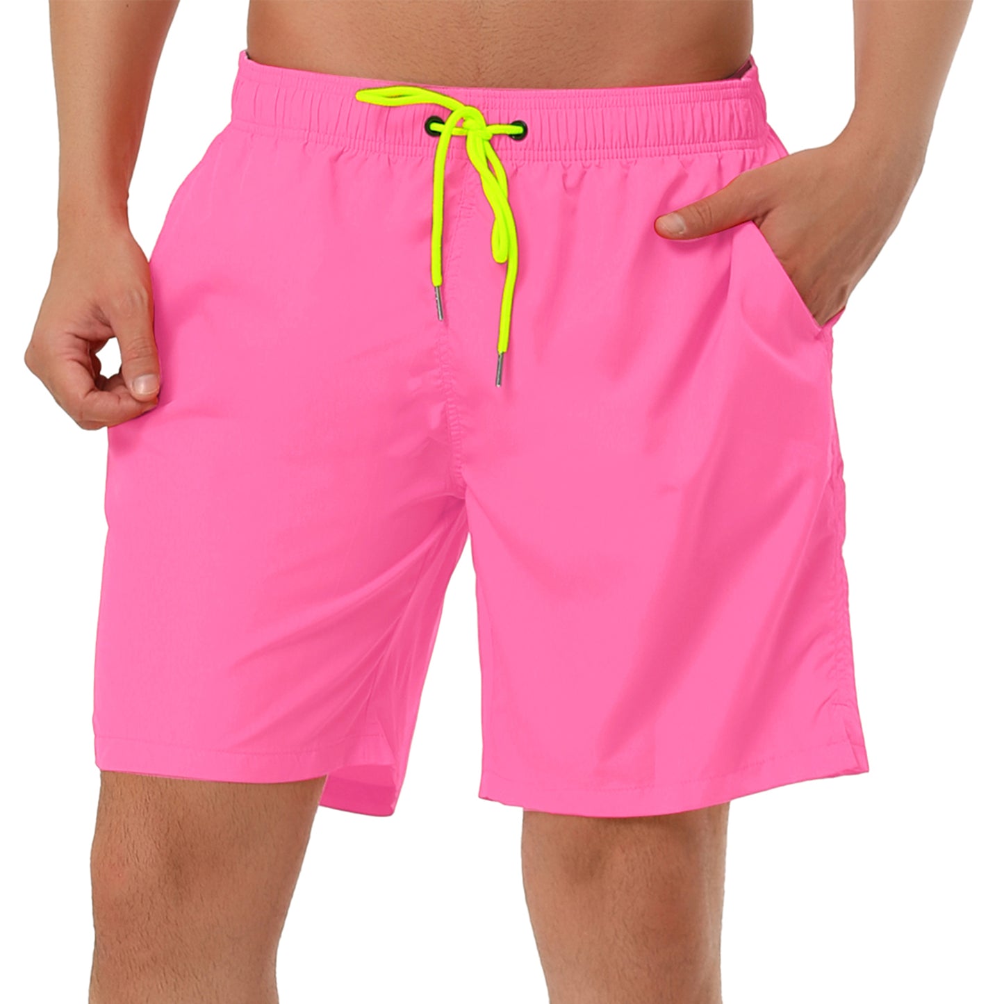 Men's Solid Beach Shorts Drawstring Surfing Mesh Lining Swimwear Board Shorts