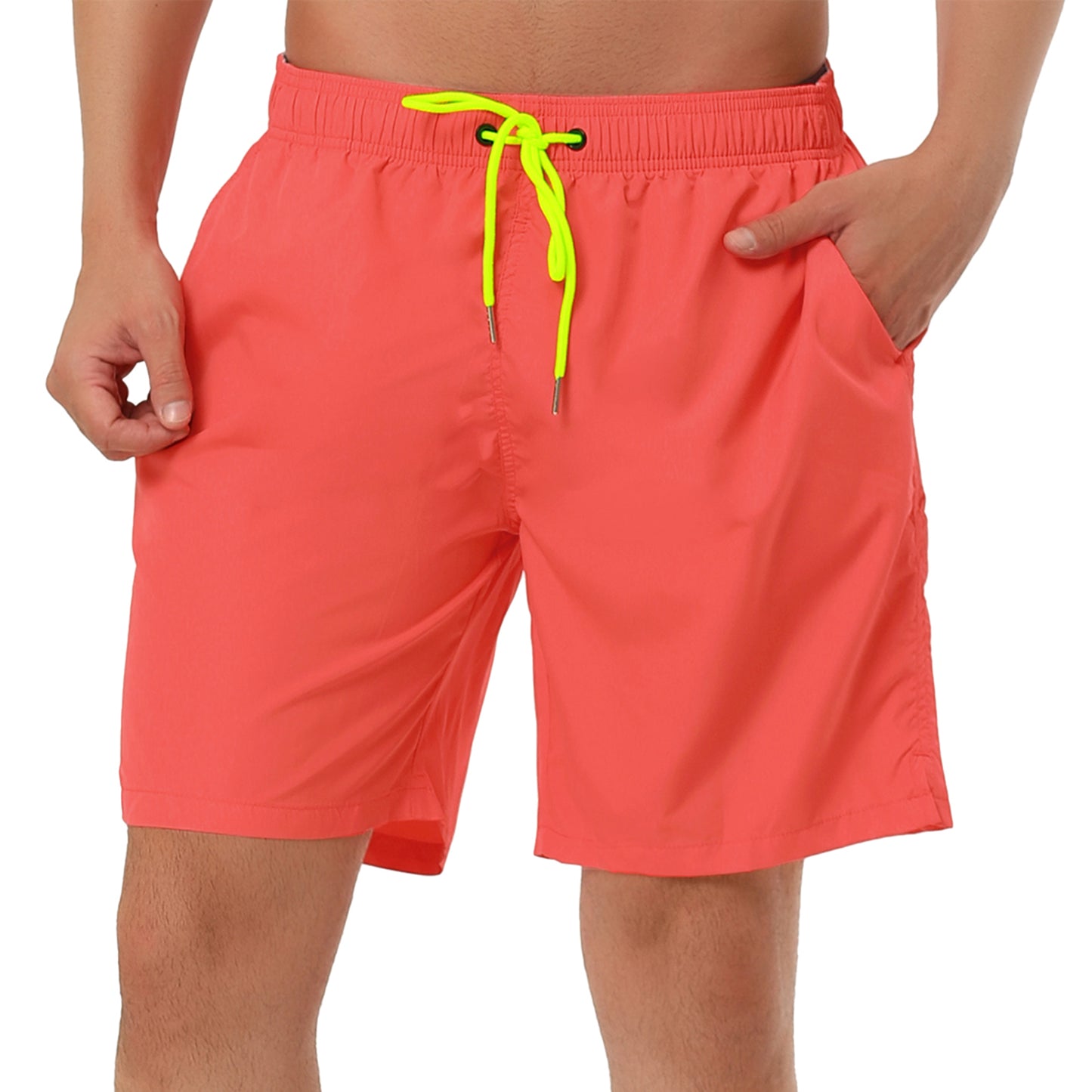 Men's Solid Beach Shorts Drawstring Surfing Mesh Lining Swimwear Board Shorts