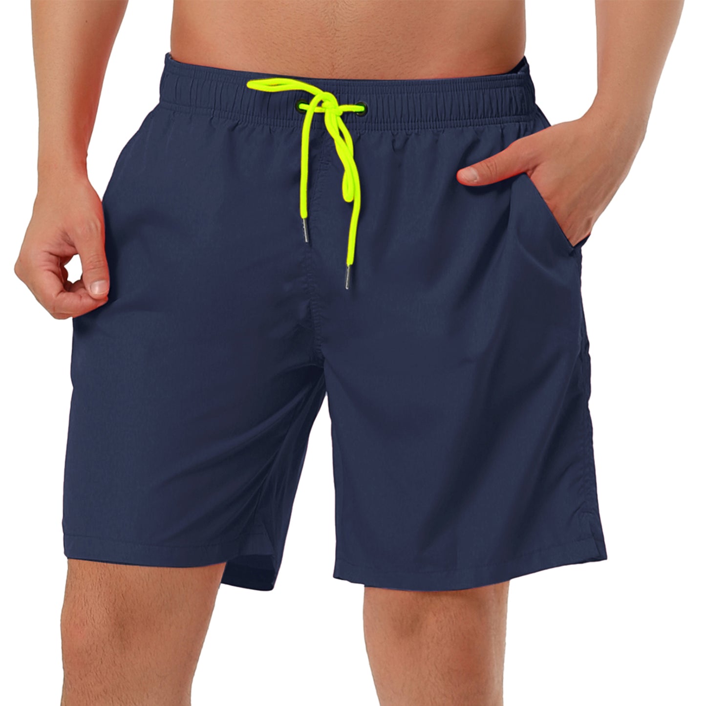 Men's Solid Beach Shorts Drawstring Surfing Mesh Lining Swimwear Board Shorts