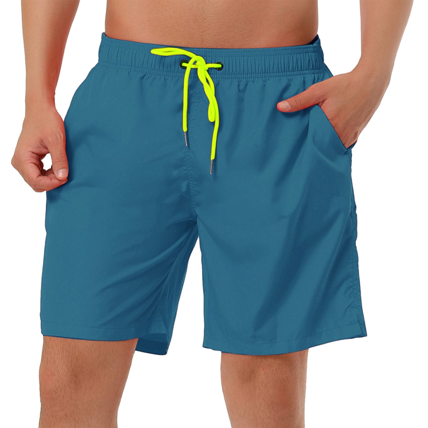 Men's Solid Beach Shorts Drawstring Surfing Mesh Lining Swimwear Board Shorts