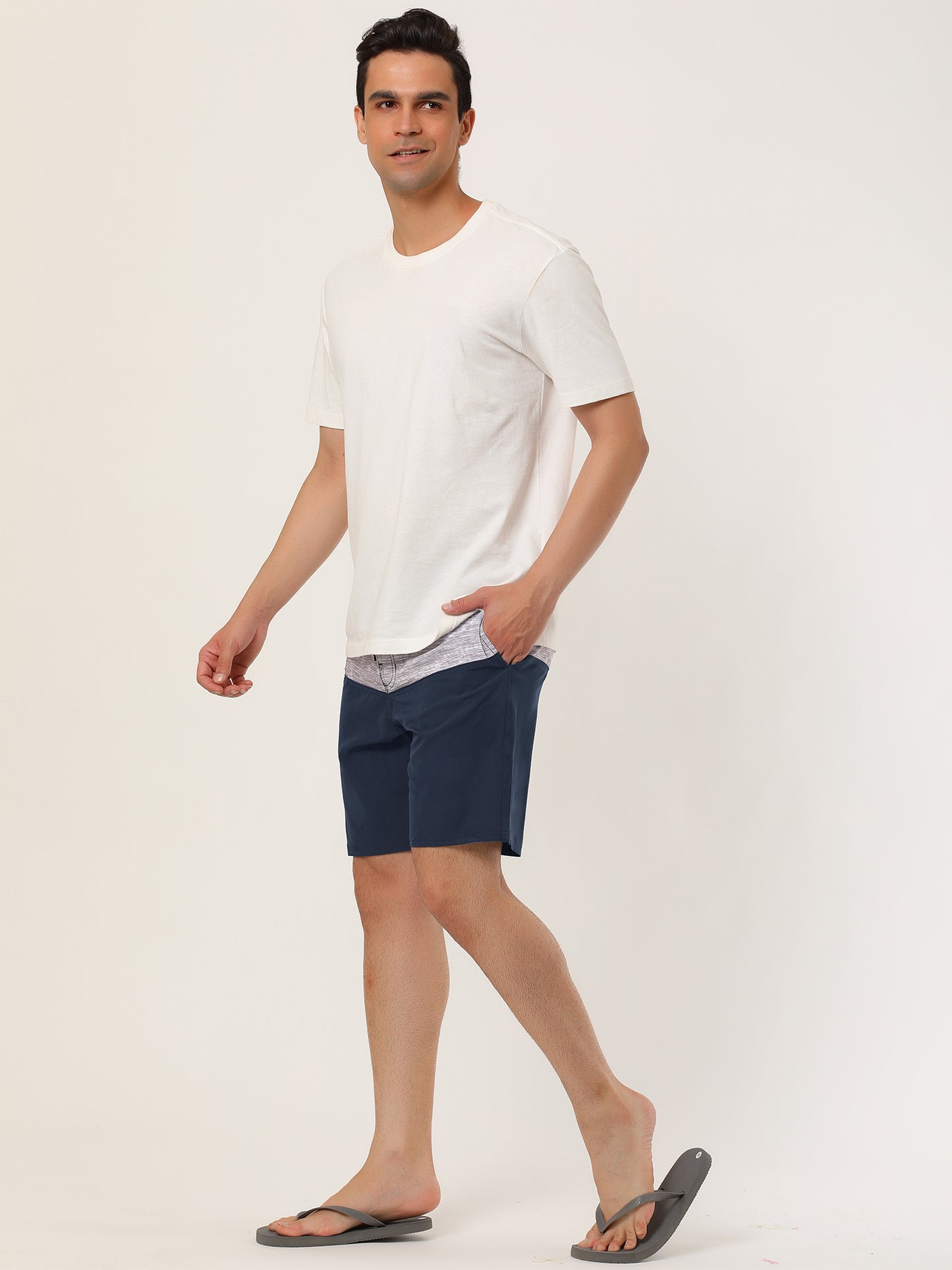 [PACK SALES] Men's 2 Pieces Contrast Color Design Drawstring Wasit Beach Board Shorts