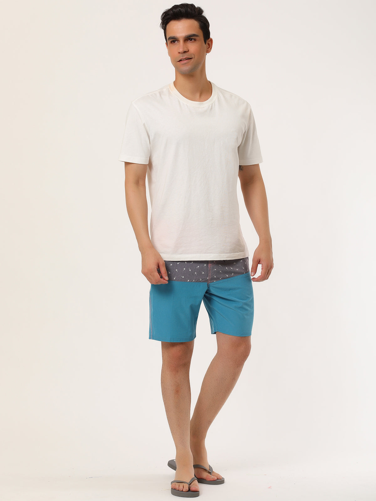 [PACK SALES] Men's 2 Pieces Summer Swim Shorts Color Block Beach Board Shorts