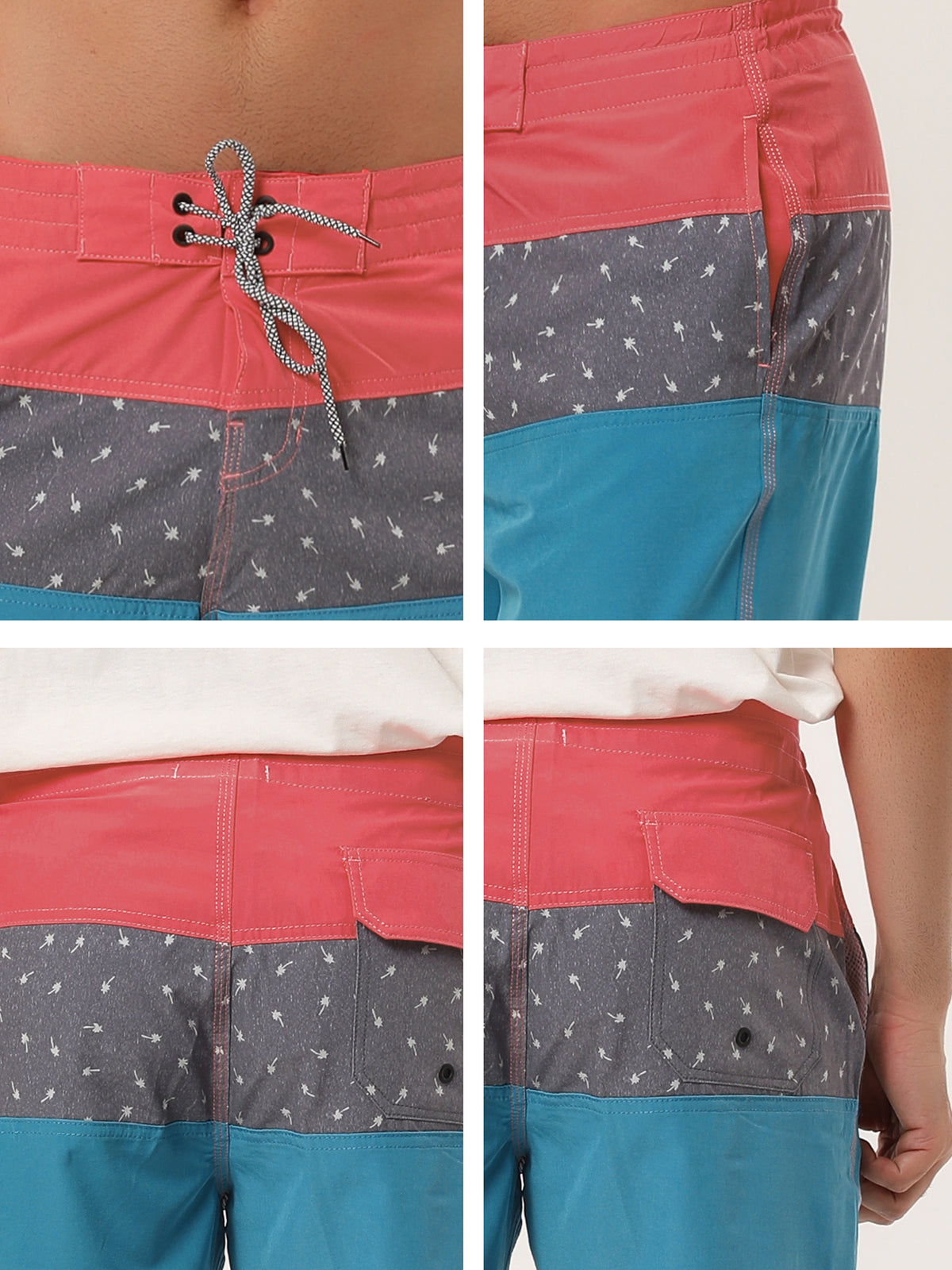 [PACK SALES] Men's 2 Pieces Summer Swim Shorts Color Block Beach Board Shorts