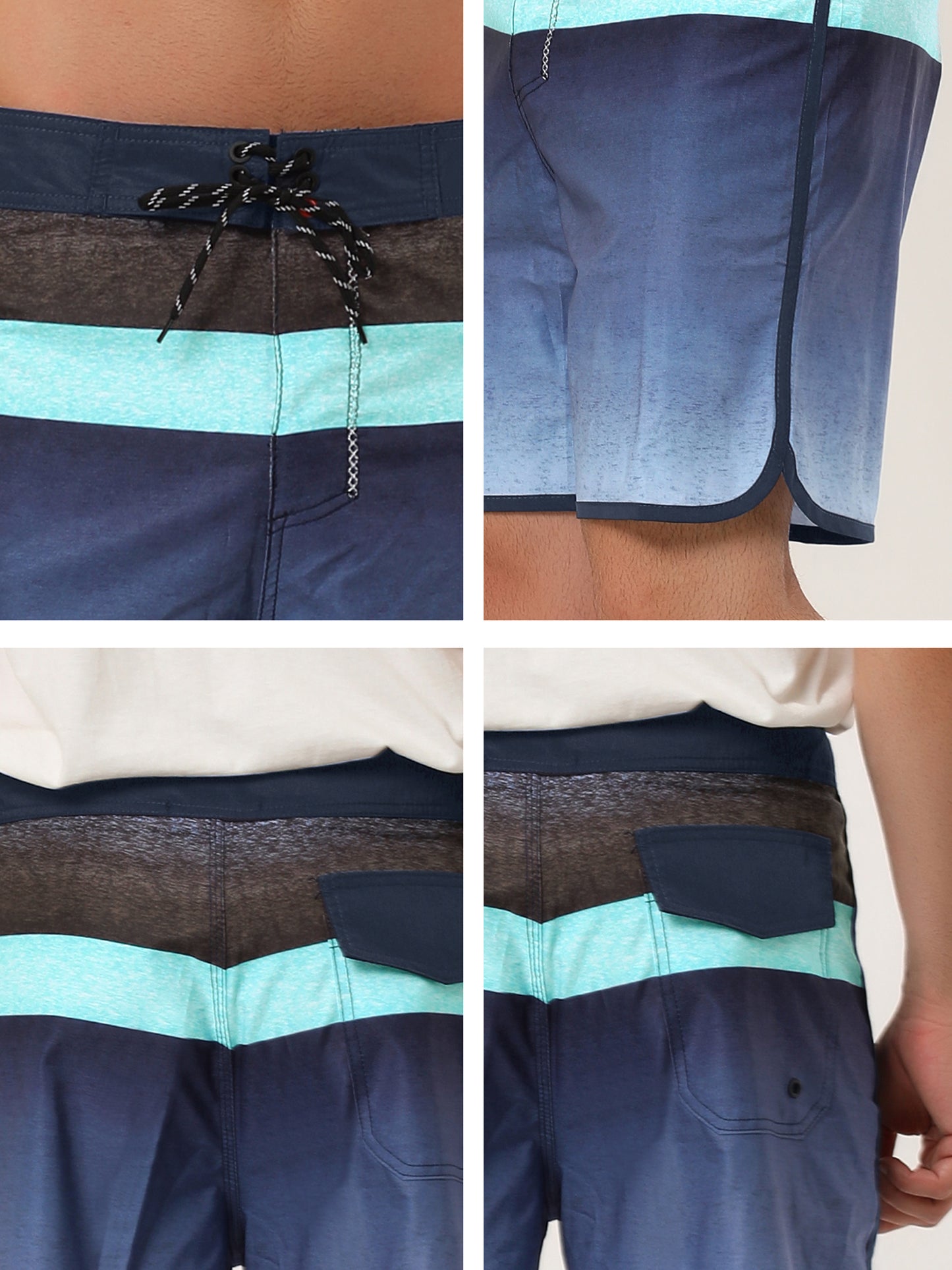 [PACK SALES] Men's 2 Pieces Summer Color Block Lightweight Swimming Beach Board Shorts