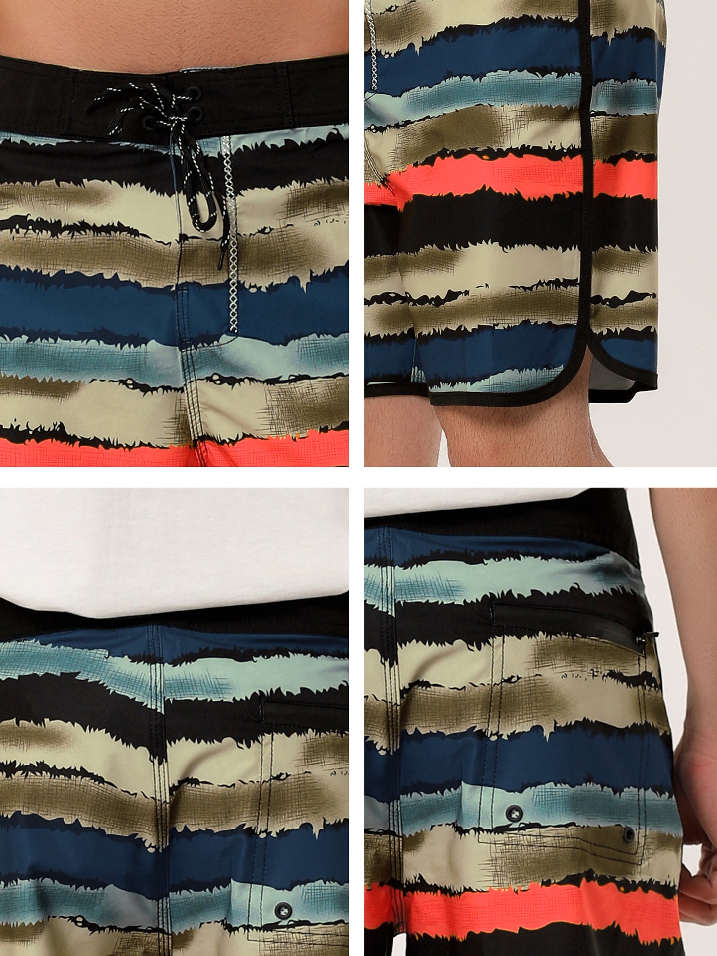 [PACK SALES] Men's 2 Pieces Drawstring Waist Swim Shorts Printed Summer Shorts