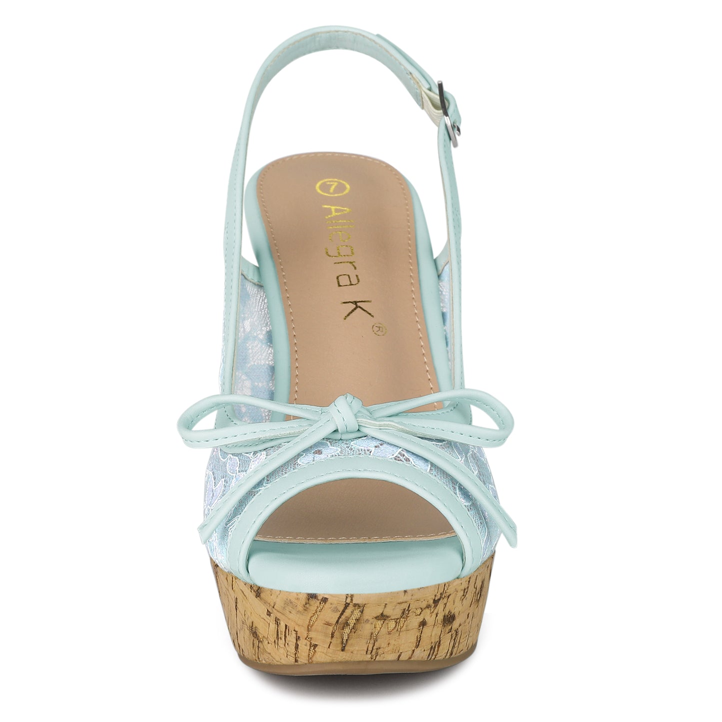 Women's Platform Heels Bow Lace Wedge Mustard Sandals
