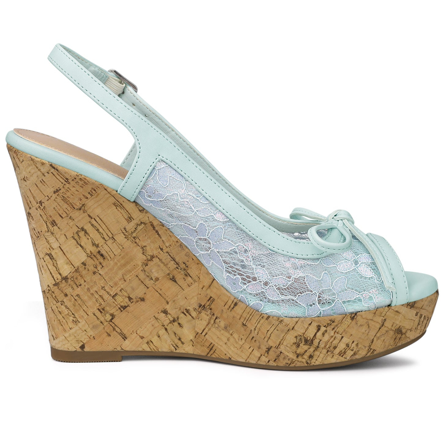 Women's Platform Heels Bow Lace Wedge Mustard Sandals