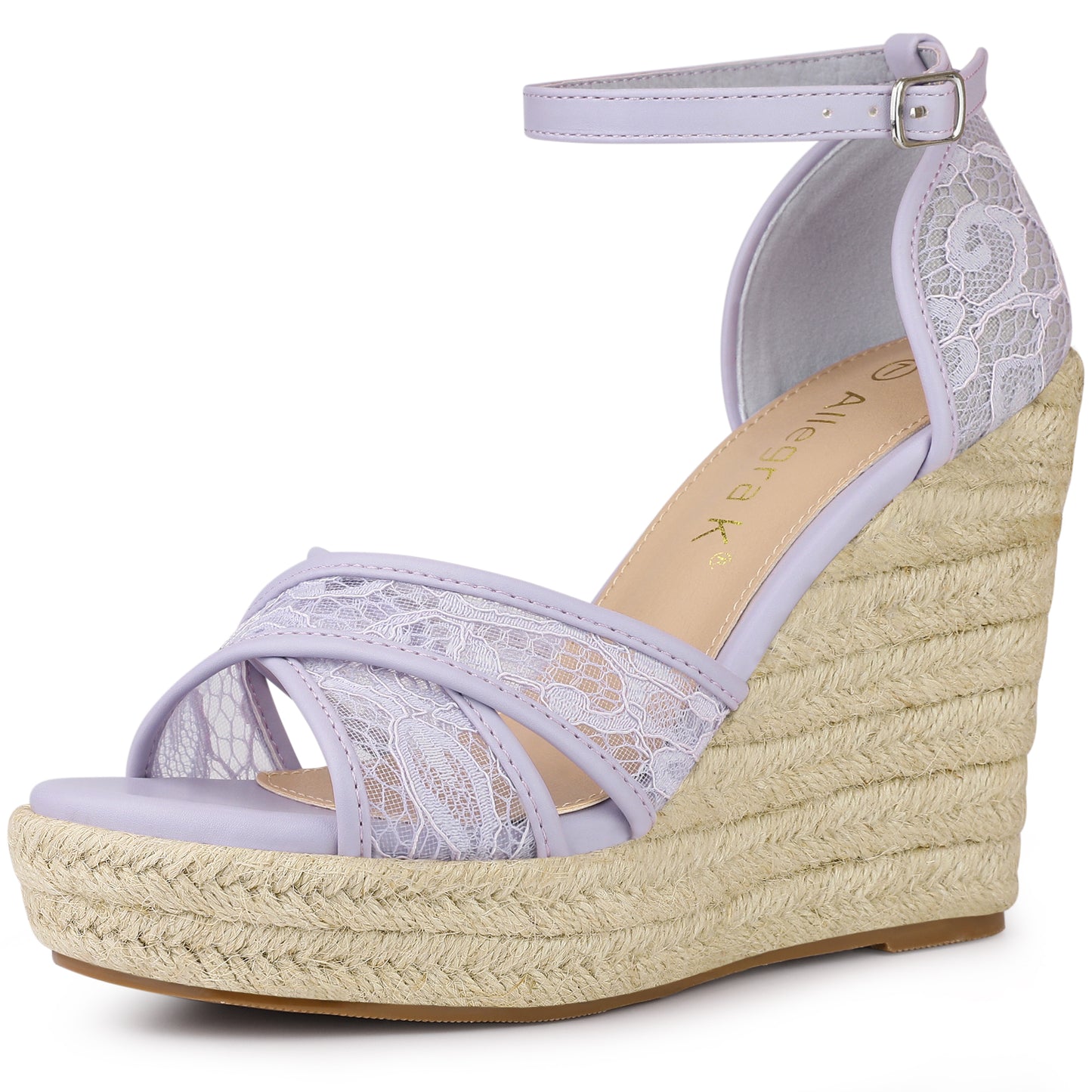 Sandalias de cuña con tiras en el tobillo para mujer