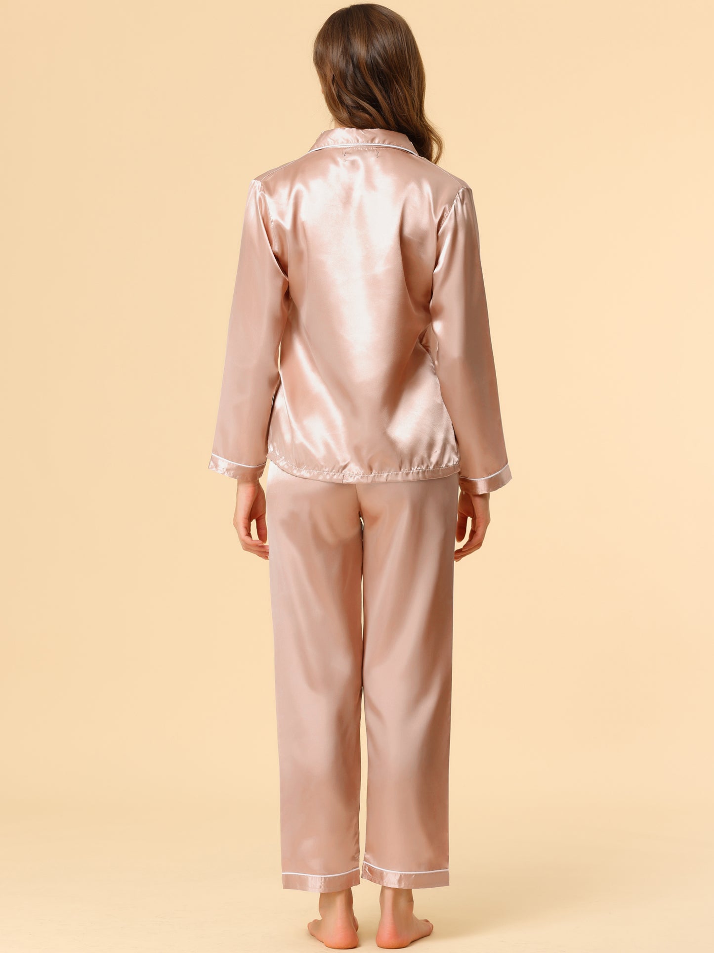 Women's Pajama Sets Sleepwear Button Down Satin Night Suit Lounge Sets