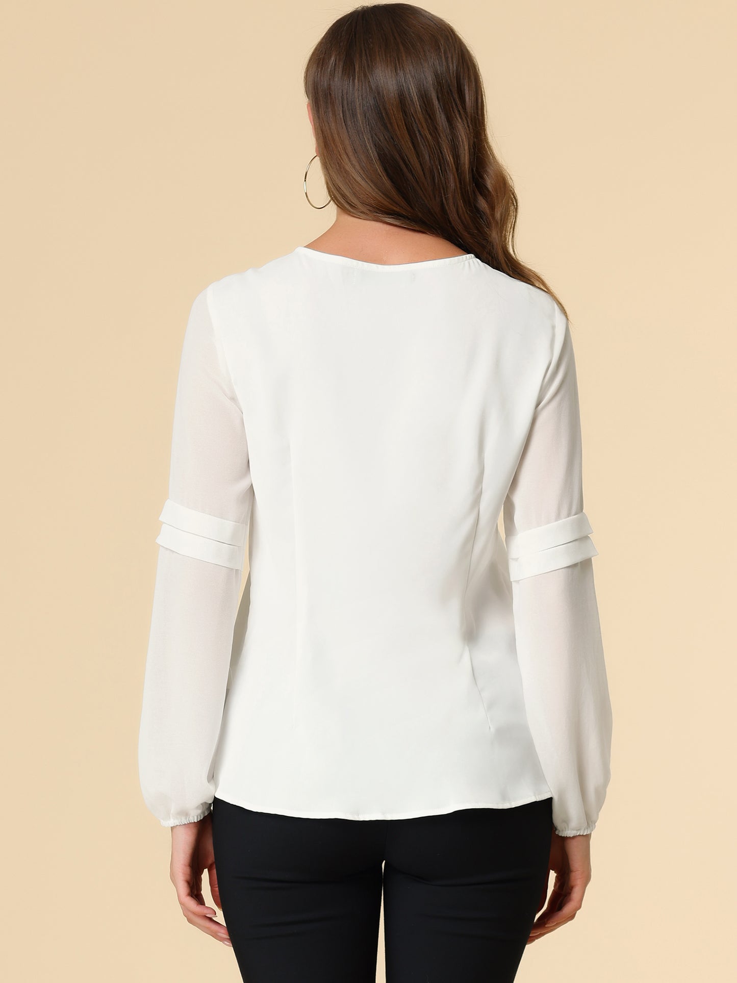 [PACK SALES] Women's 2 Pieces Work Office Long Sleeves Keyhole Neck Elegant Blouse