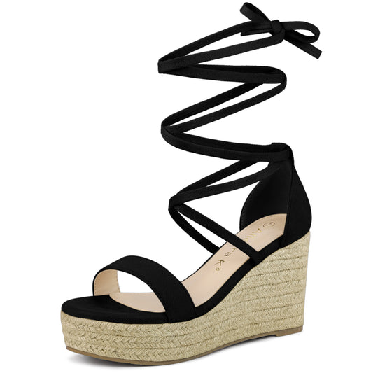 Sandalias de plataforma con cuña y cordones para mujer