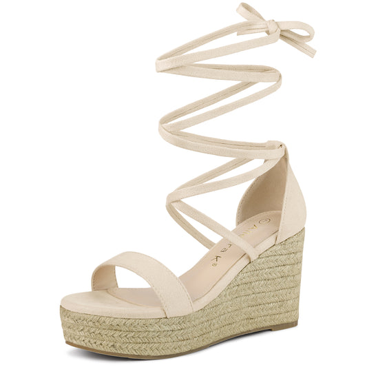 Sandalias de plataforma con cuña y cordones para mujer