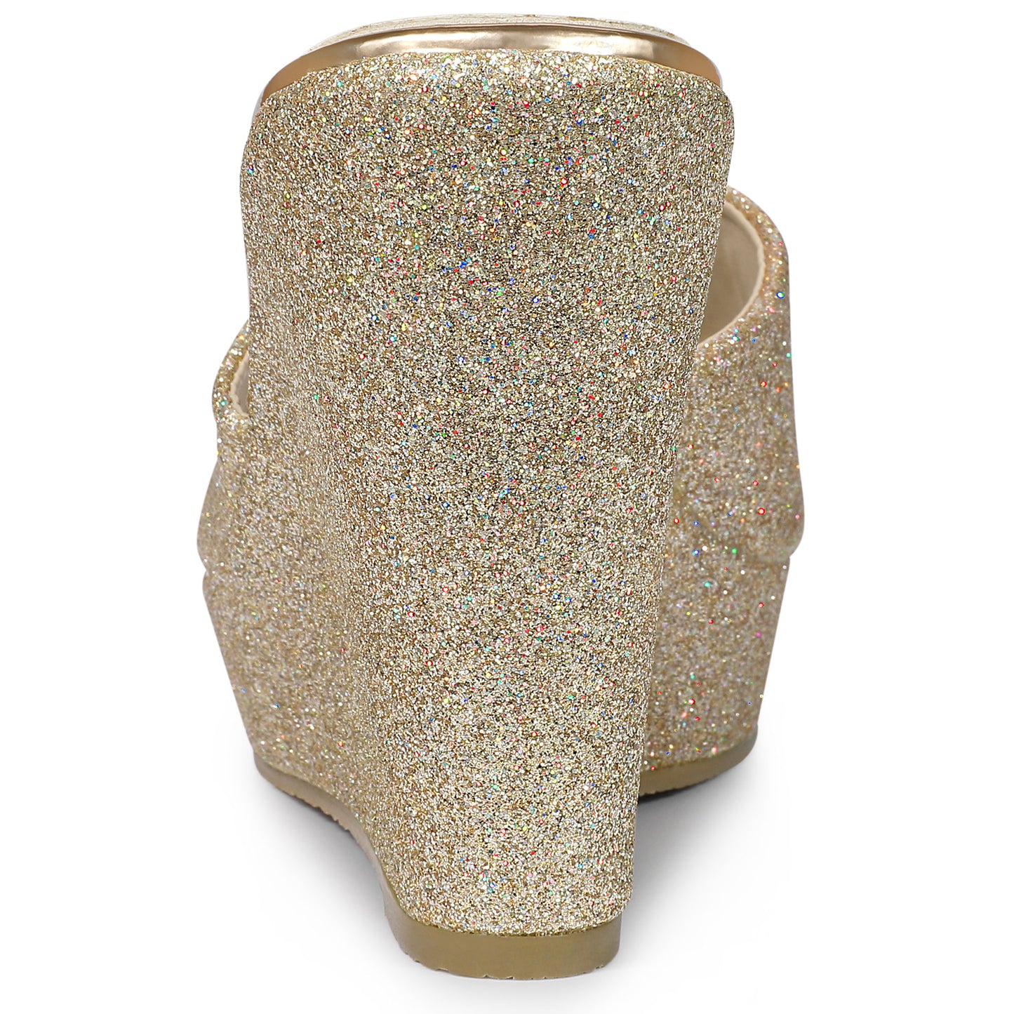 Women's Glitter Platform Slip On Wedge Heels Sandals