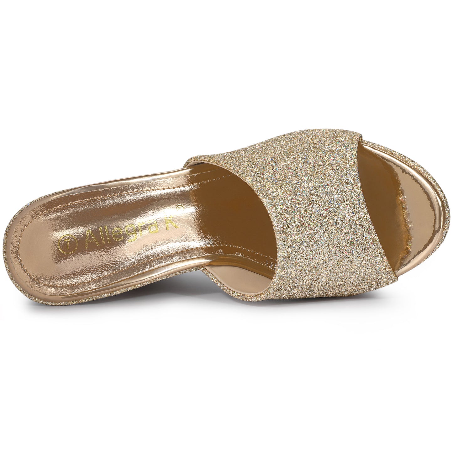 Women's Glitter Platform Slip On Wedge Heels Sandals