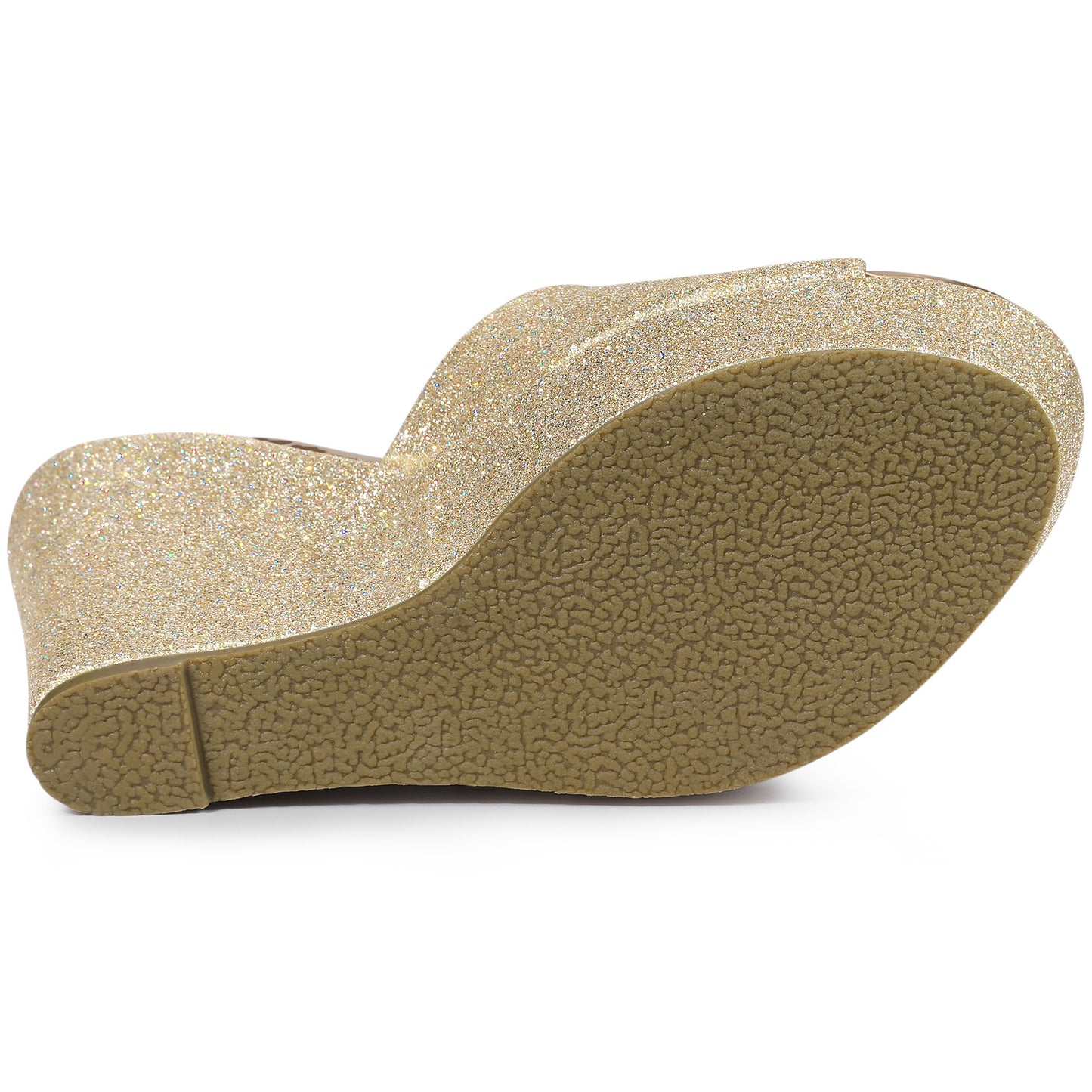 Women's Glitter Platform Slip On Wedge Heels Sandals