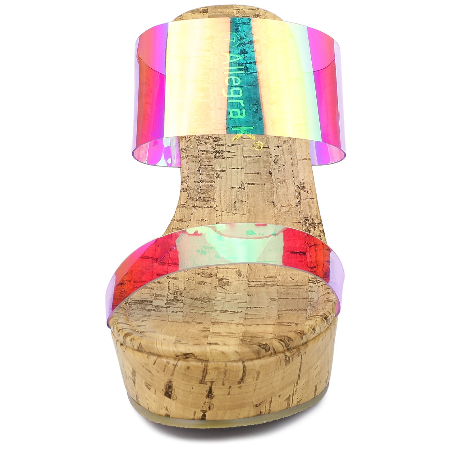 Sandalias de plataforma con tiras transparentes y tacón de cuña para mujer
