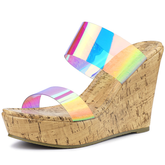 Women's Platform Transparent Straps Wedge Heel Sandals