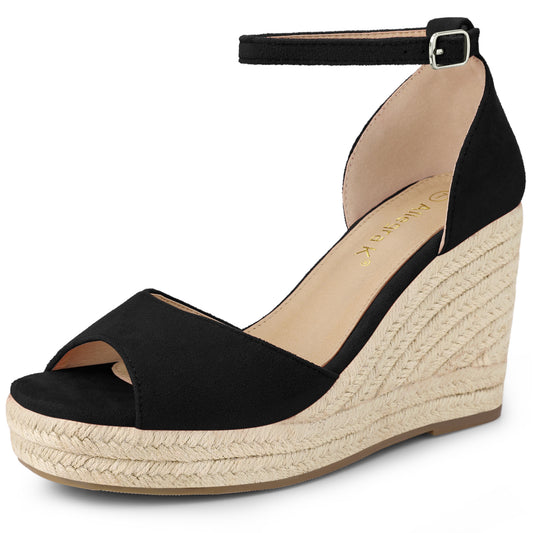 Sandalias de plataforma con tiras en el tobillo y tacón de cuña para mujer