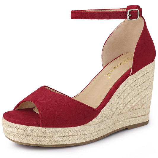 Sandalias de plataforma con tiras en el tobillo y tacón de cuña para mujer