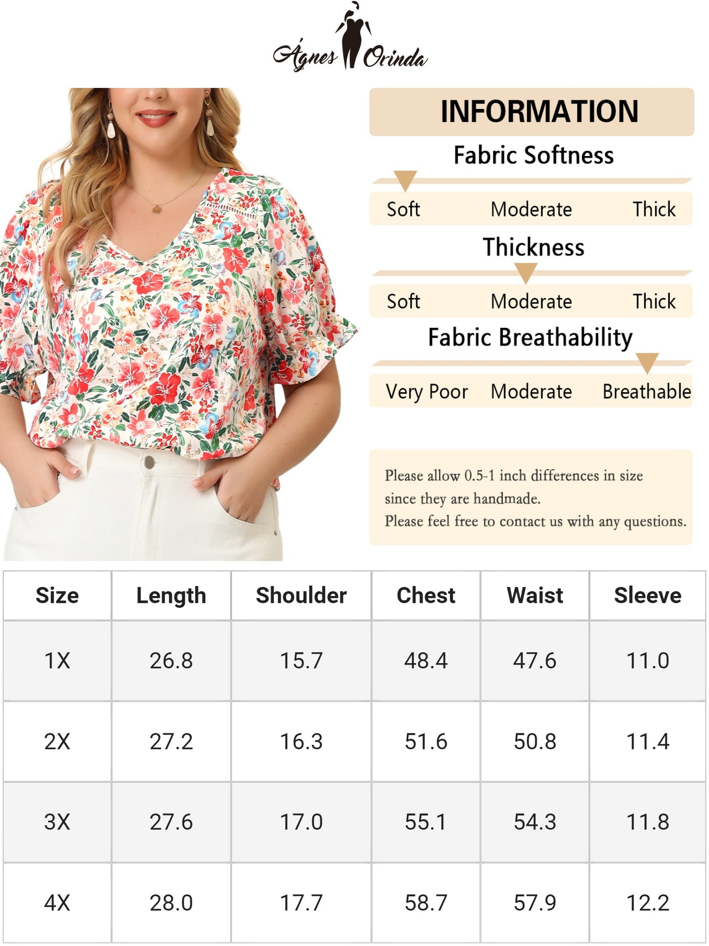 Women's Plus Size V Neck Ruffle Short Sleeve Blouses Floral Top