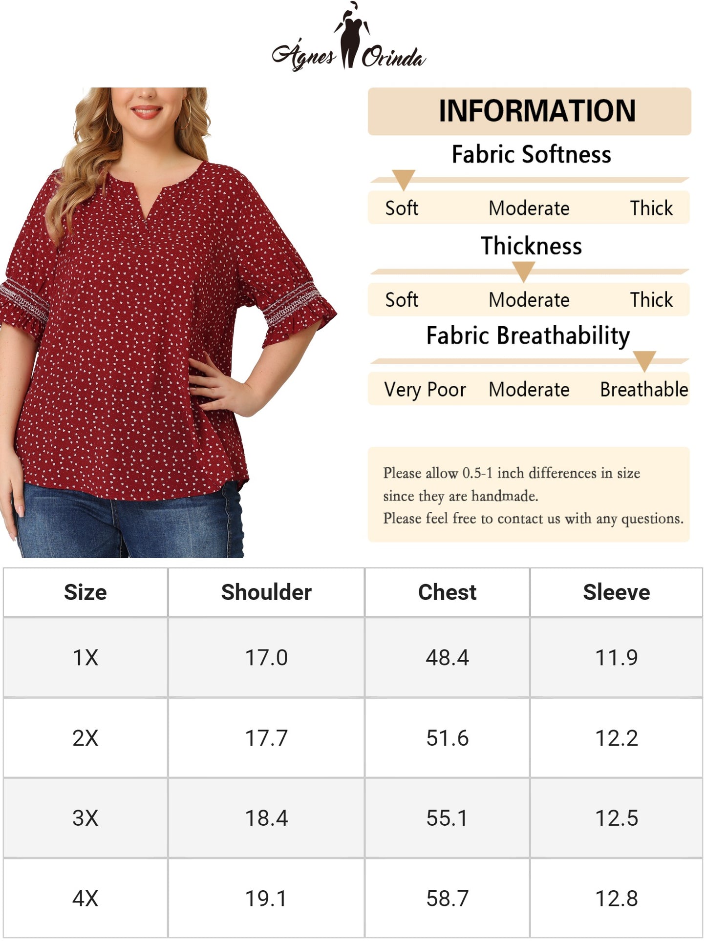 Women's Plus Size Blouse Pin Dots Smocked Floral Boho Blouse