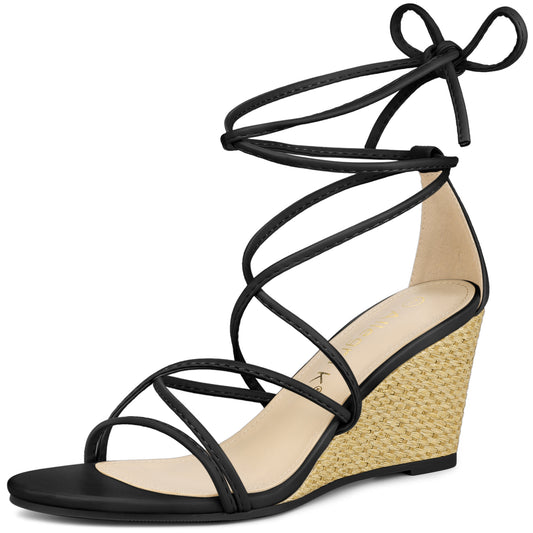 Women's Lace Up Strappy Wedge Heels Sandals