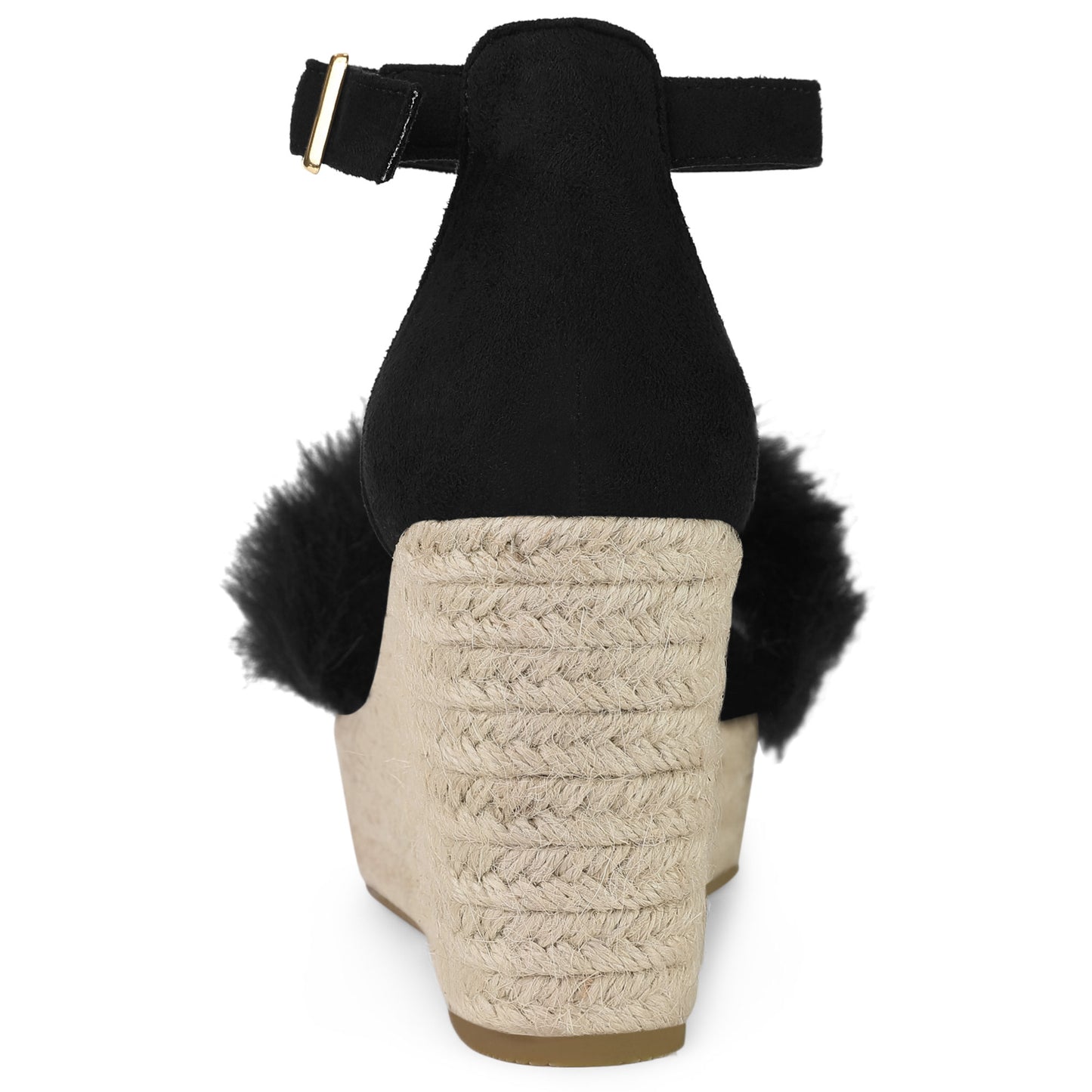 Women's Espadrille Platform Heels Faux Fur Wedge Sandals