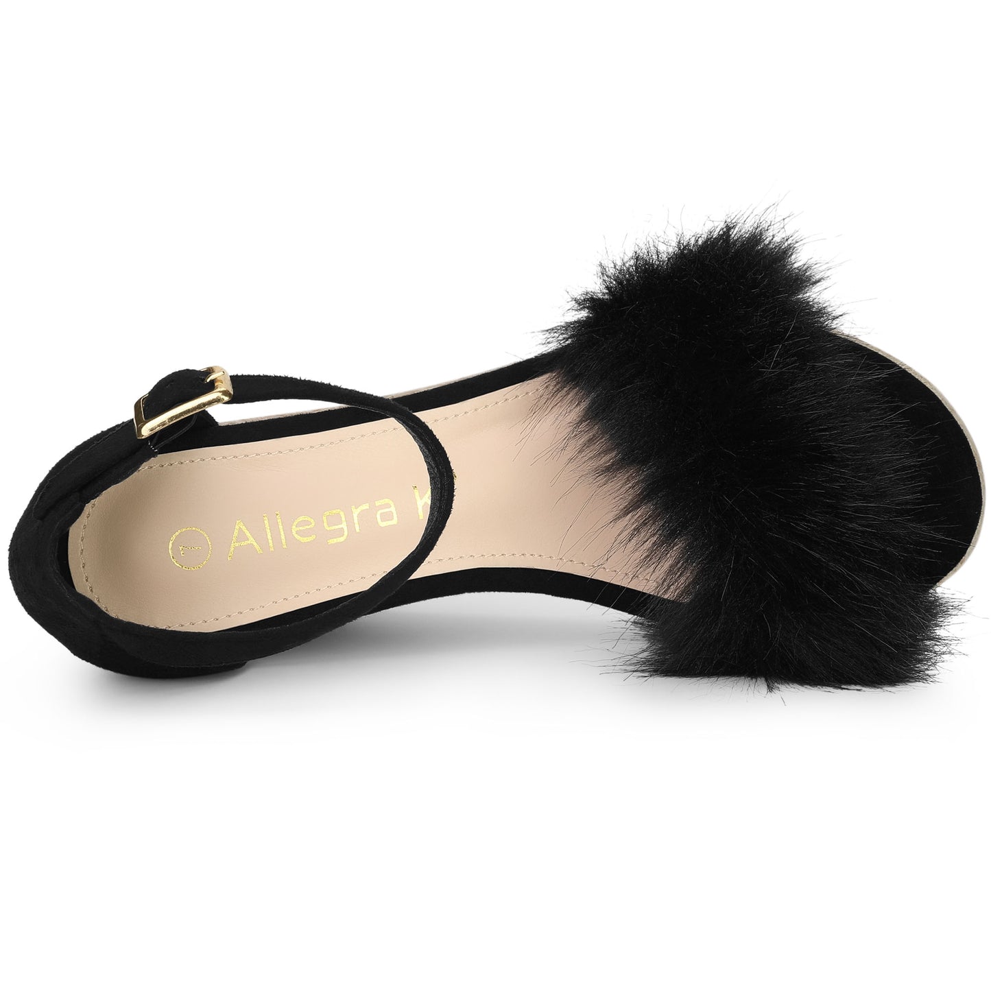 Women's Espadrille Platform Heels Faux Fur Wedge Sandals