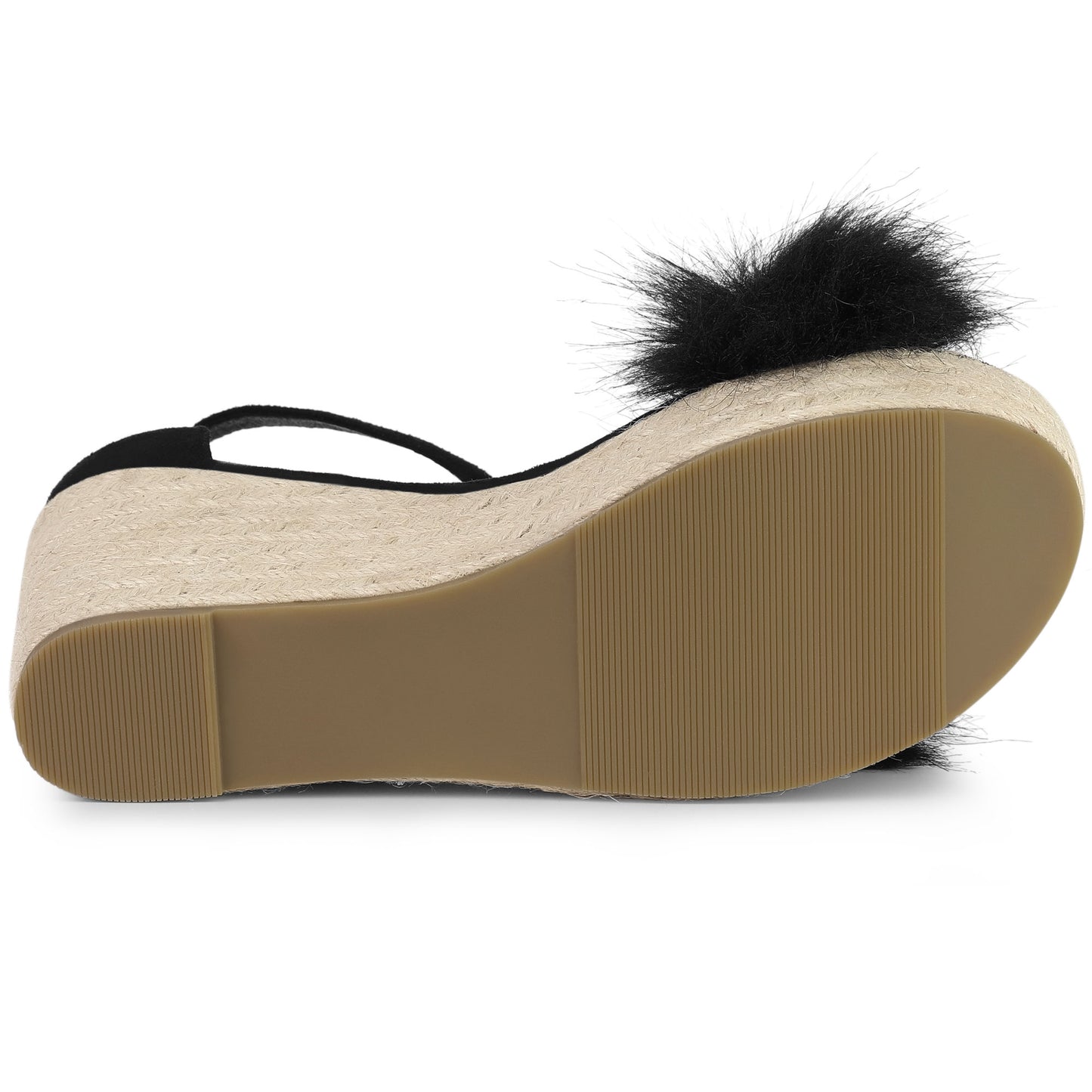 Women's Espadrille Platform Heels Faux Fur Wedge Sandals