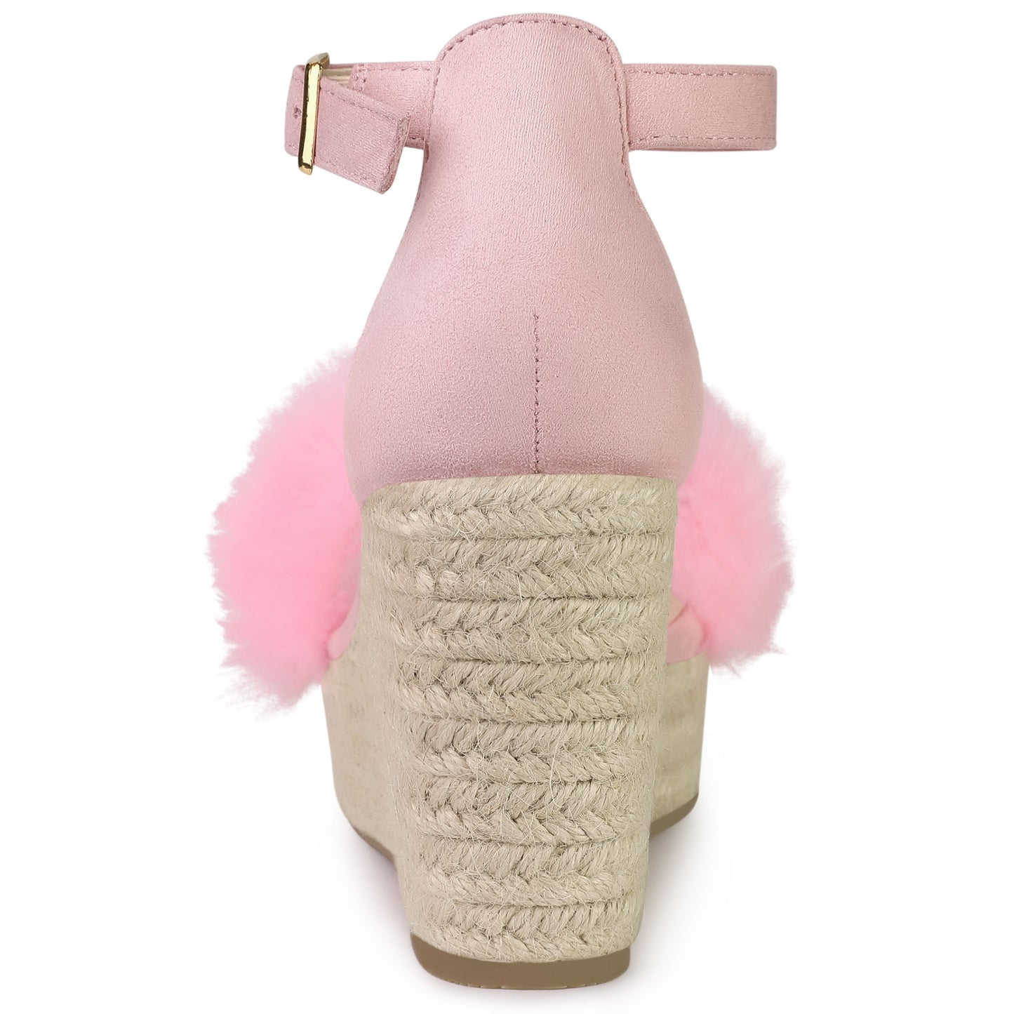 Women's Espadrille Platform Heels Faux Fur Wedge Sandals