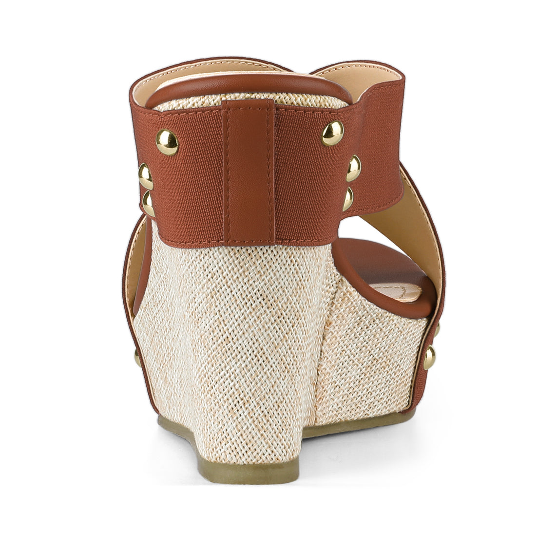 Women Open Toe Linen Platform Slide Wedge Sandals