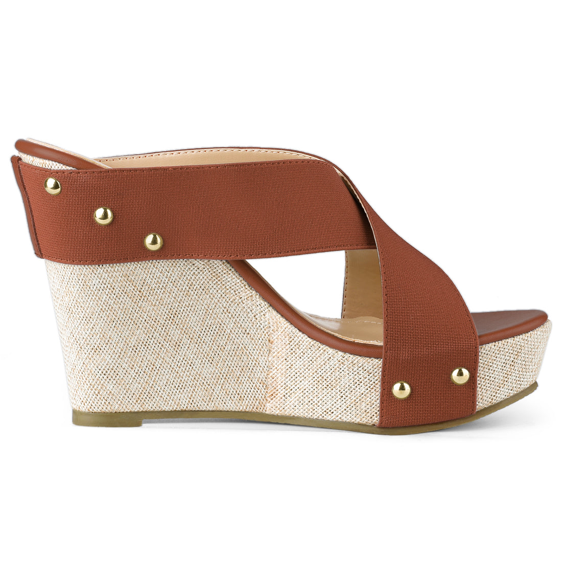 Women Open Toe Linen Platform Slide Wedge Sandals