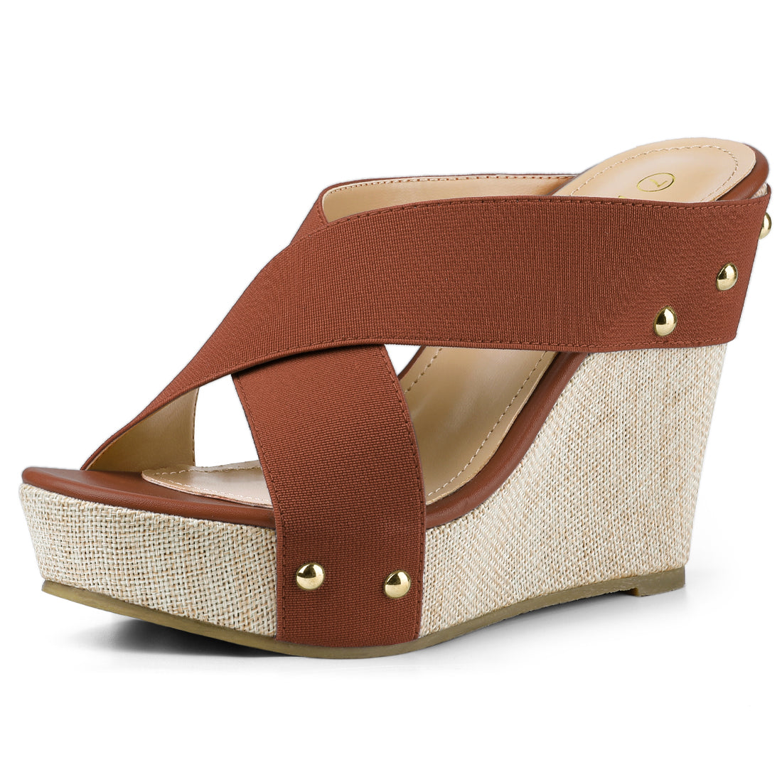 Women Open Toe Linen Platform Slide Wedge Sandals