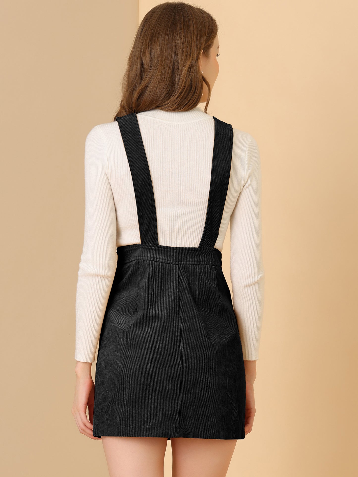 Women's Corduroy Overall Pinafore Dress Strap Suspender Skirt