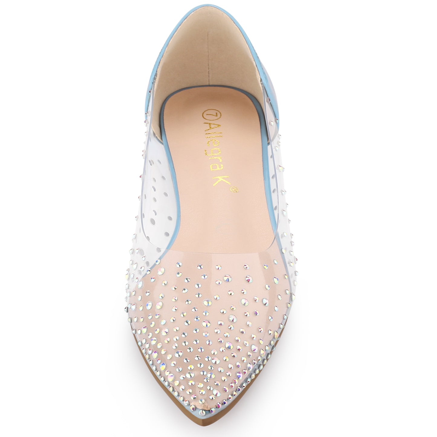 Bailarinas con punta puntiaguda y diamantes de imitación transparentes para mujer