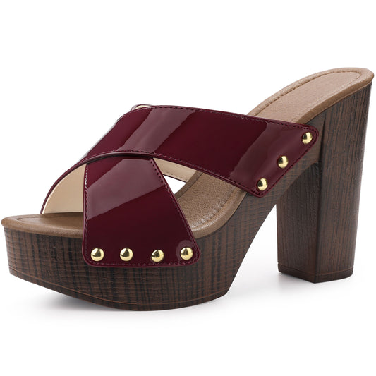 Sandalias de plataforma con tiras cruzadas y tacones gruesos para mujer