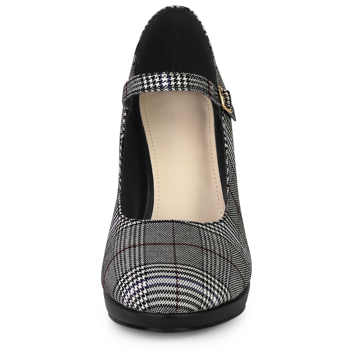Women's Houndstooth Platform Stiletto Heels Mary Jane Pumps