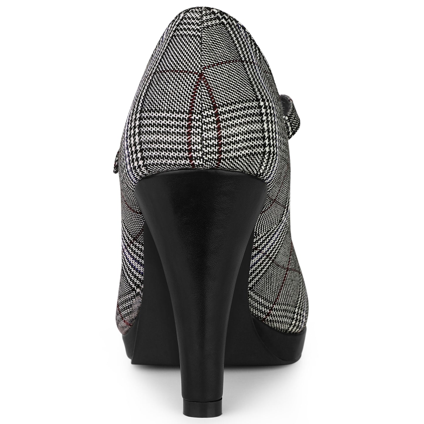 Women's Houndstooth Platform Stiletto Heels Mary Jane Pumps