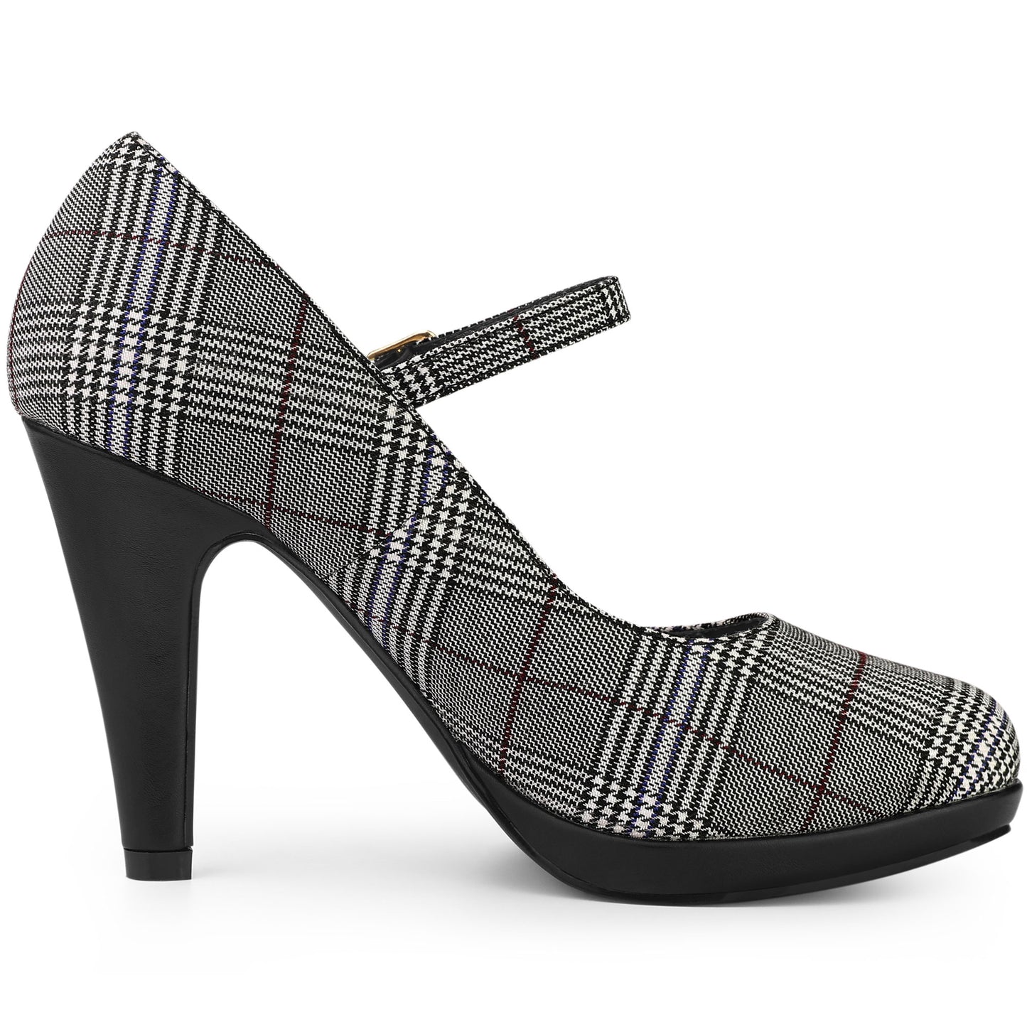 Women's Houndstooth Platform Stiletto Heels Mary Jane Pumps