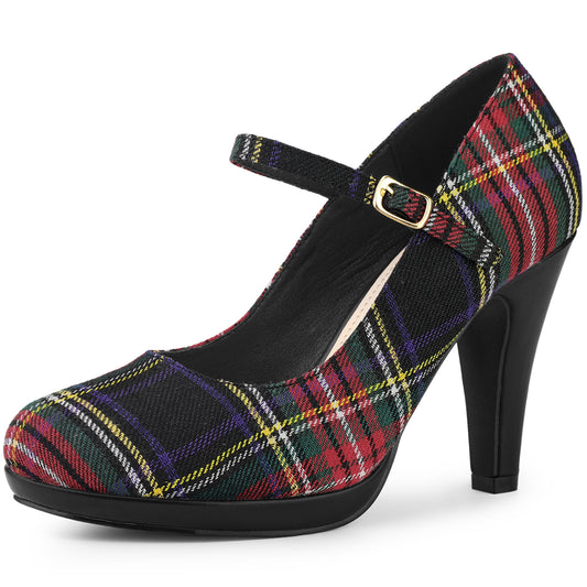 Zapatos Mary Jane con plataforma y tacón de aguja de pata de gallo para mujer