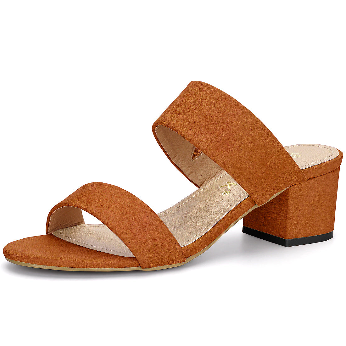 Women's Block Heel Dual Straps Slides Sandals