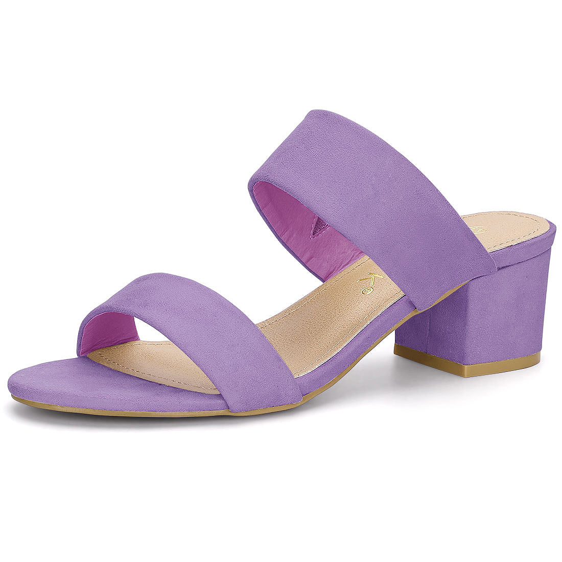 Women's Block Heel Dual Straps Slides Sandals