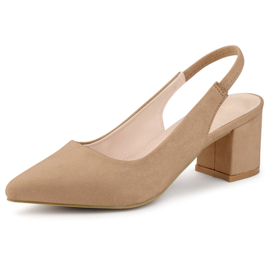 Zapatos de tacón de bloque con punta puntiaguda para mujer